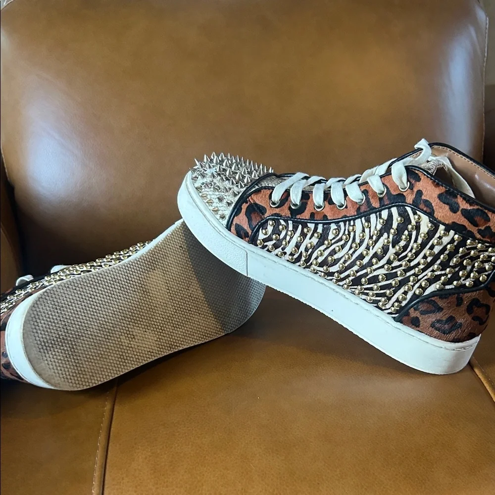 Steve Madden Rockstud Leopard Print Sneakers Men’s 9